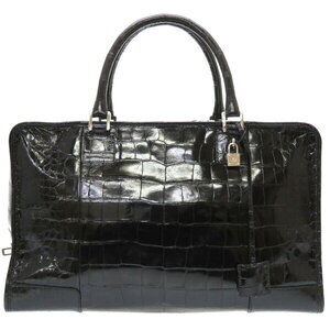 Loewe Amazona Crocodile Black Boston Bag
